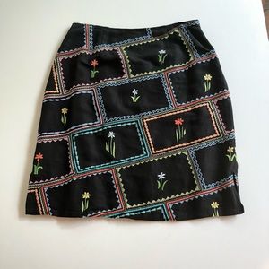 Harold’s Black Skirt with Embroidered Flowers